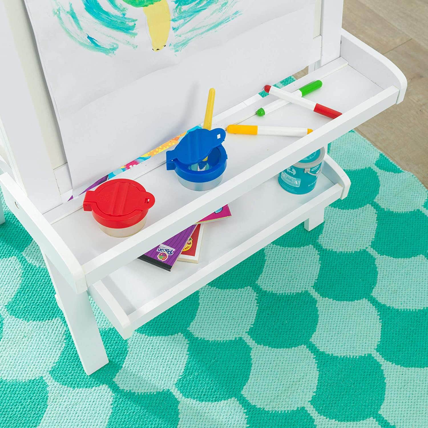 White Deluxe Wood Easel Set For Kids