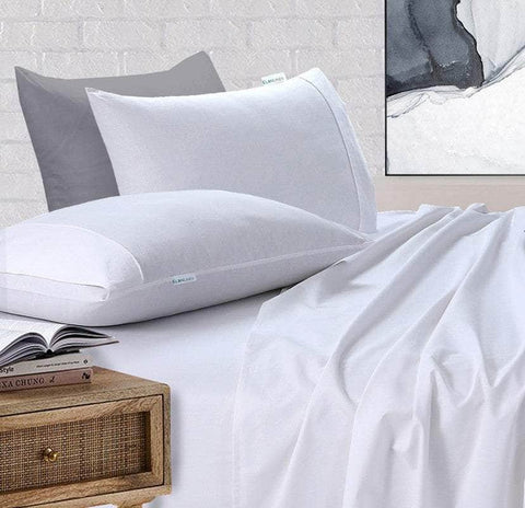 White Mega King Bed Sheets Set - 500Tc Egyptian Cotton (50Cm Deep)