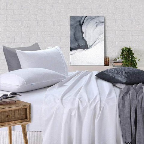 White Mega King Bed Sheets Set - 500Tc Egyptian Cotton (50Cm Deep)