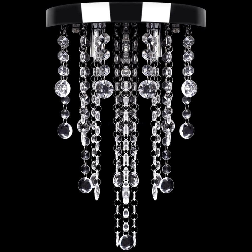 White Metal Ceiling Lamp with Crystal Beads