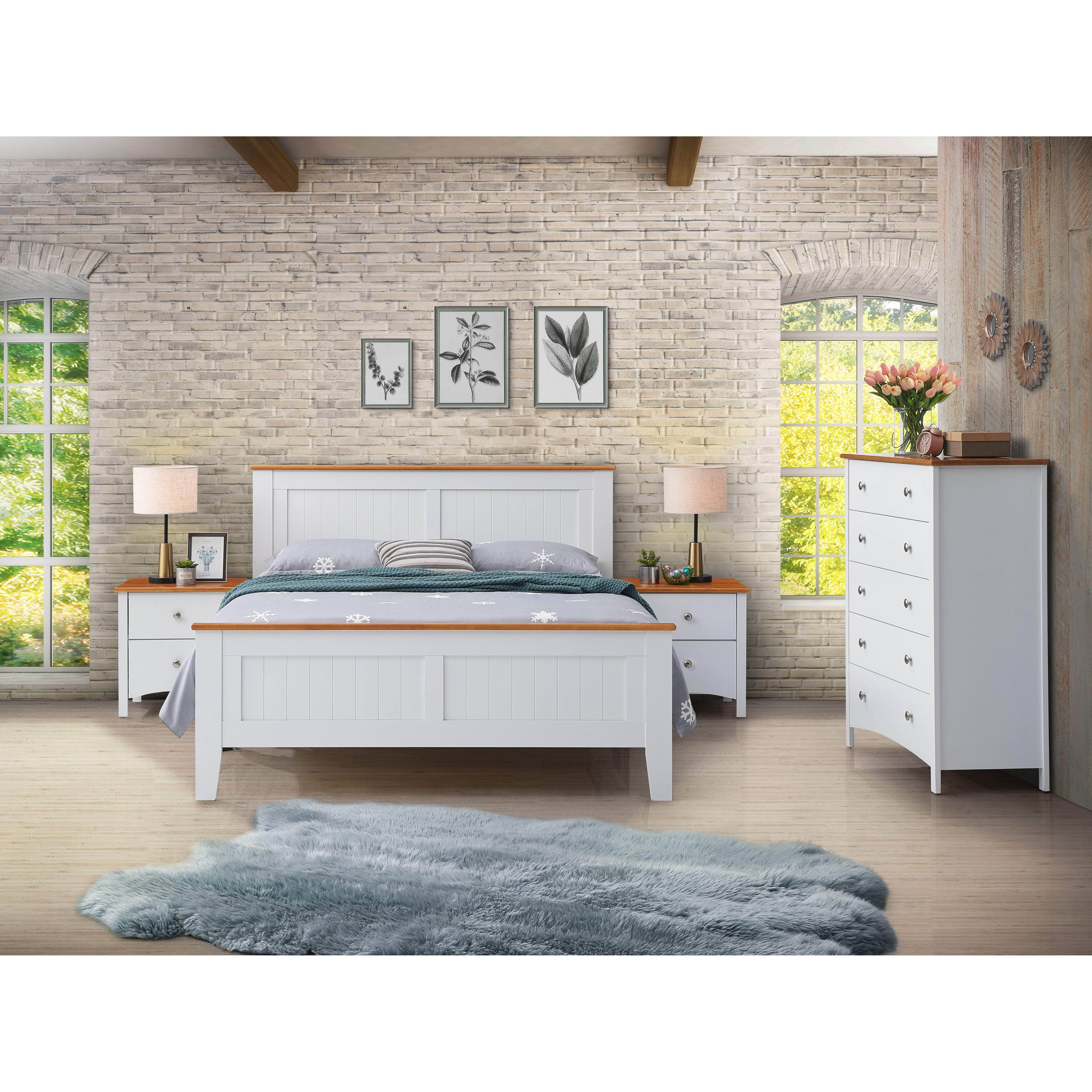 White Queen/King single Size Bed Frame Mattress Base with Solid Rubber Timber