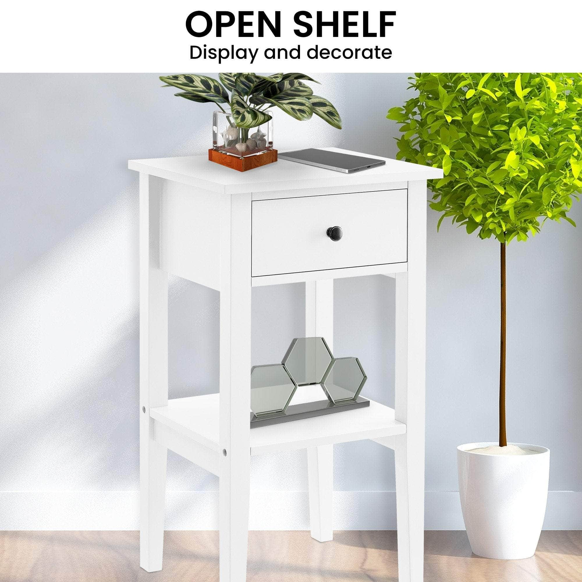 White Rue Nightstand Elegant Side Table