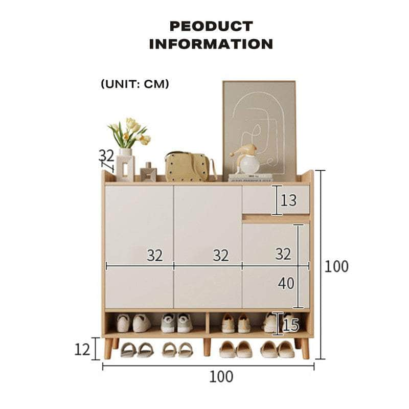 White Simple Style Shoe Cabinet Storage Cabinet