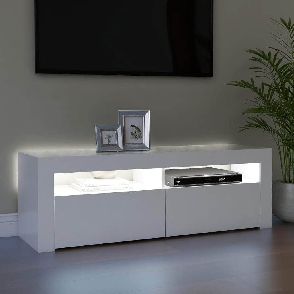 White TV Cabinet with LED Lights