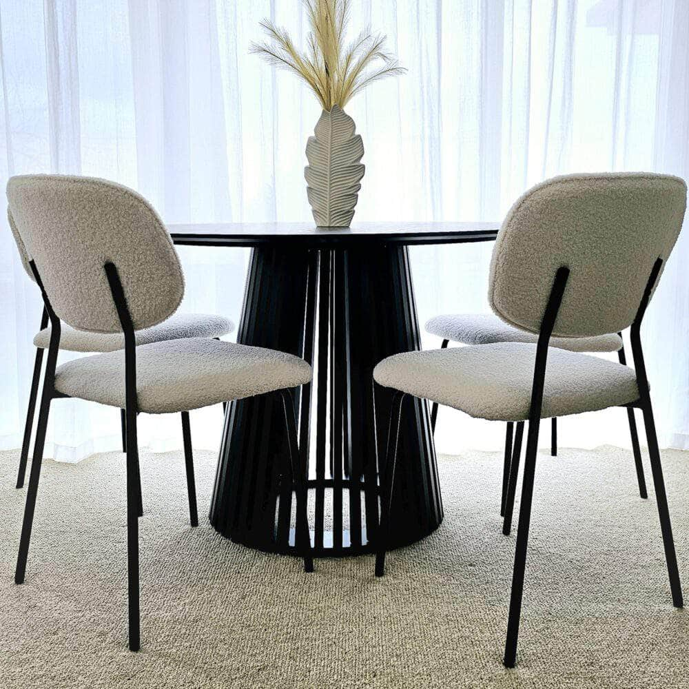 White Whisper Teddy Fabric Dining Duo