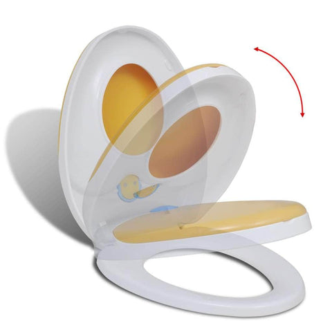 White & Yellow Soft-close Toilet Seat /Children