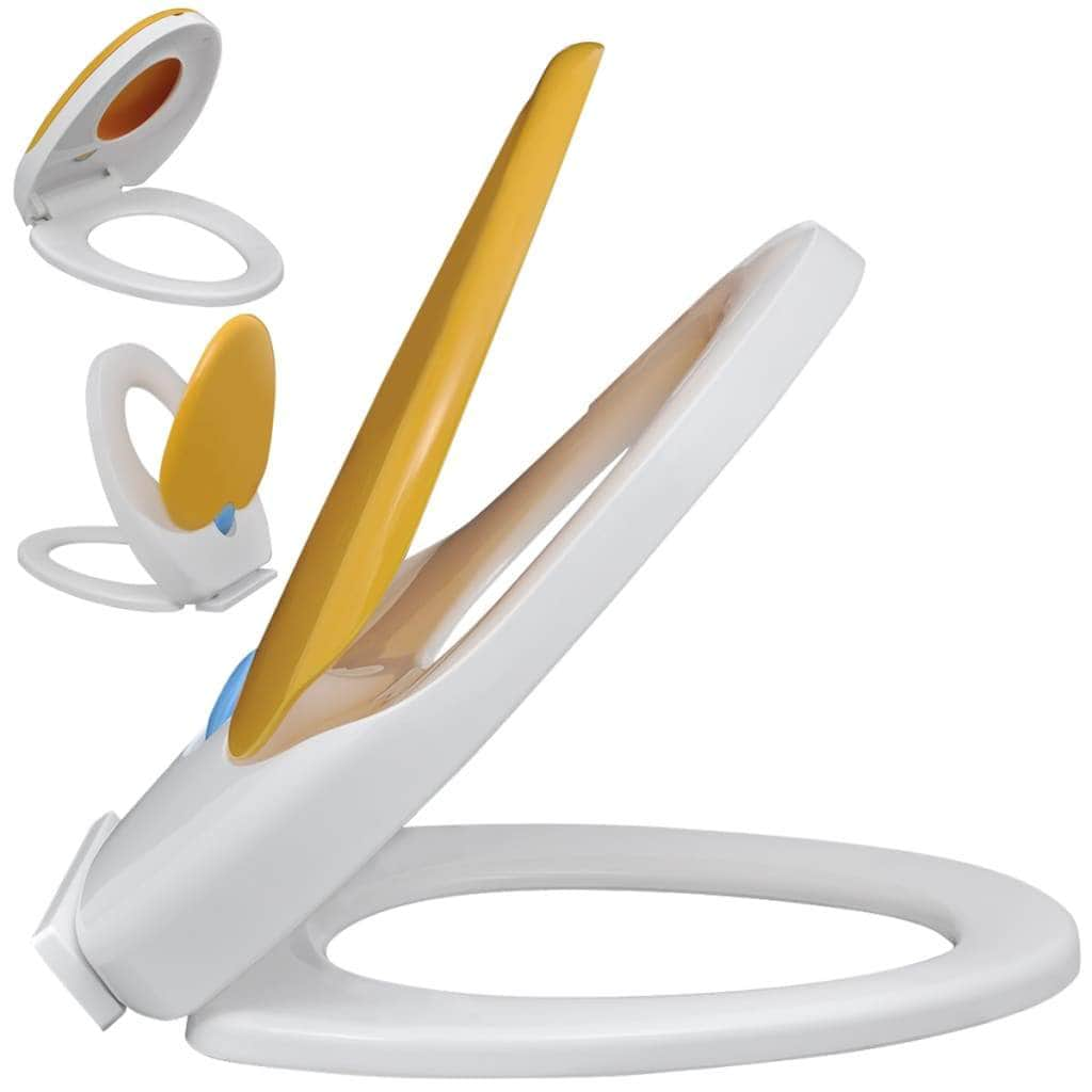 White & Yellow Soft-close Toilet Seat /Children