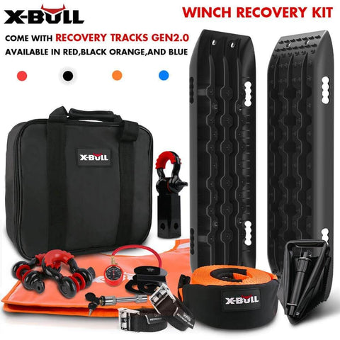 Winch Recovery Kit Snatch Strap Off Road 4WD with Mini Recovery Tracks Boards