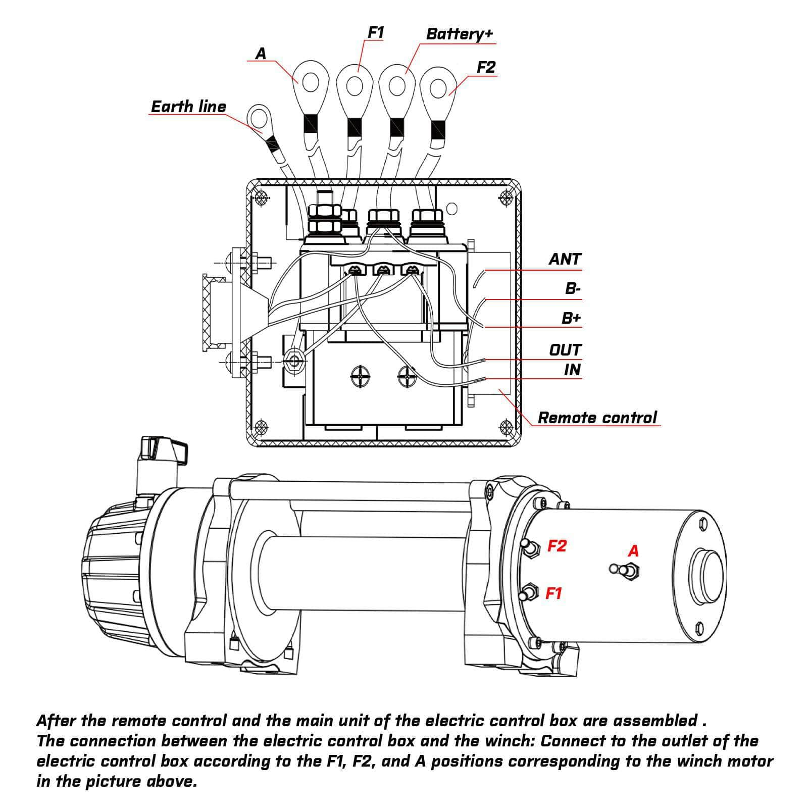 Winch Solenoid Relay Wiring Controller - 500A 12V With 150Ft Wireless Remote