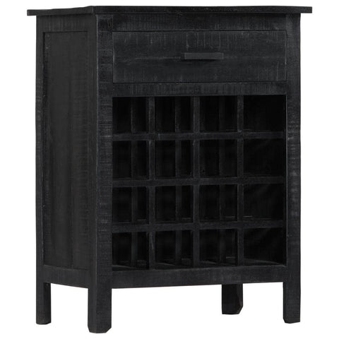 Wine Rack Black Solid Mango Wood