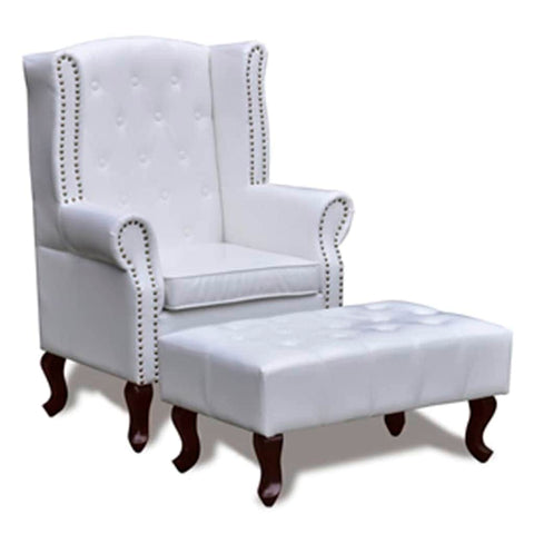 Wingback chair with ottoman white