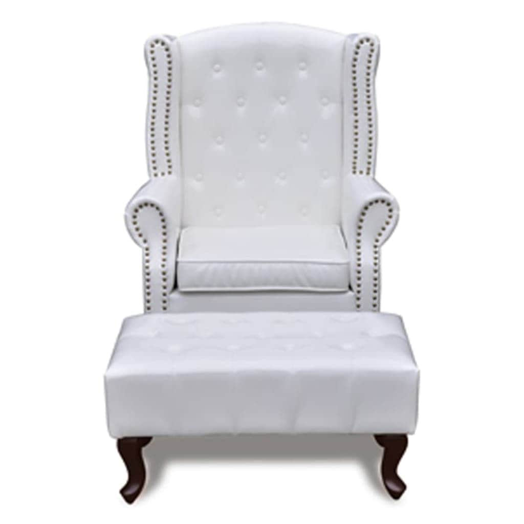 Wingback chair with ottoman white