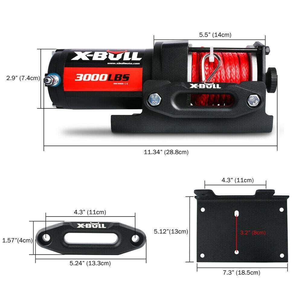 Wireless 12V Synthetic Rope Electric Winch 3000Lbs/1360Kg Boat Atv