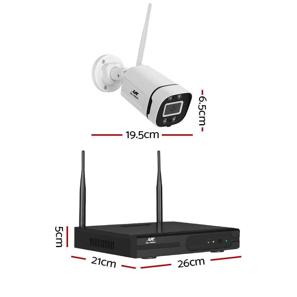 Wireless Cctv Security System 8Ch 3Mp 4 Square Cameras