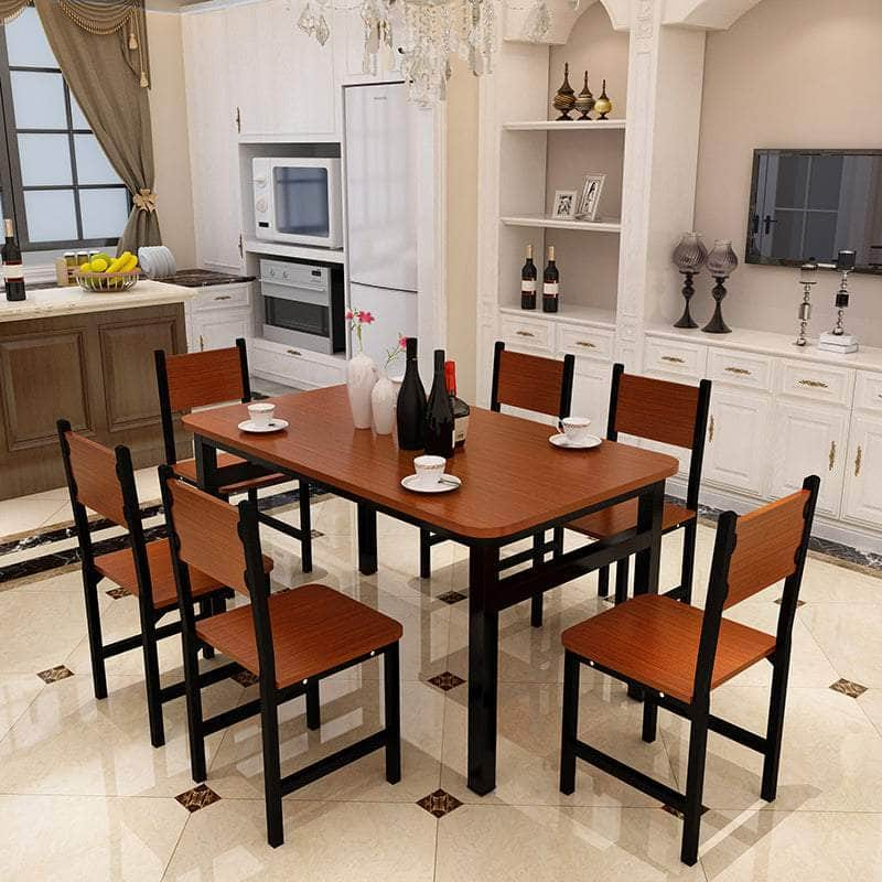 Wood & Steel Dining Set Oak & Black