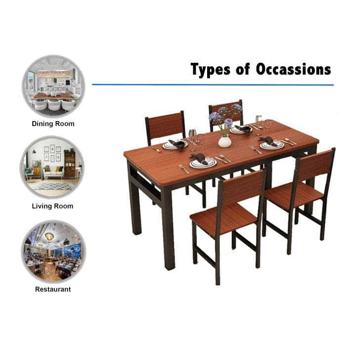 Wood & Steel Dining Set Oak & Black