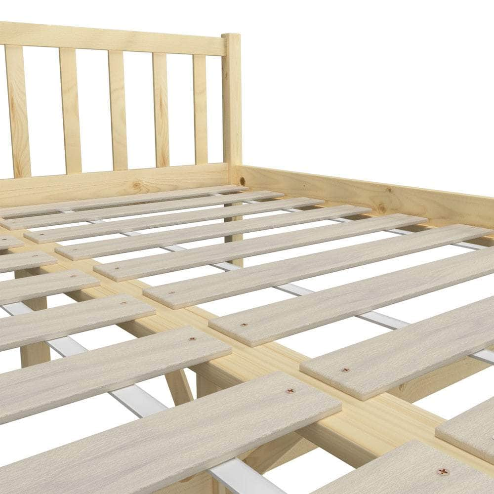 Wooden Bed Frame Double Mattress Base Slat Support Platform Bed