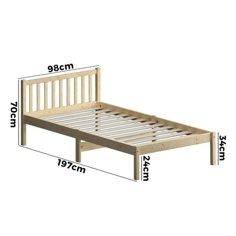 Wooden Bed Frame Mattress Base Slat Support Platform Bed Q/KS/S