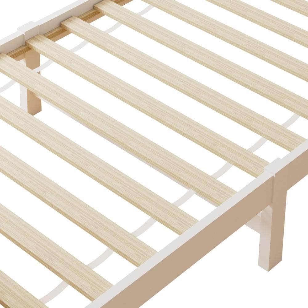 Wooden Bed Frame with Trundle Drawers White