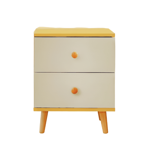 Wooden Bedside Cabinet with Two Drawers and Sturdy Legs