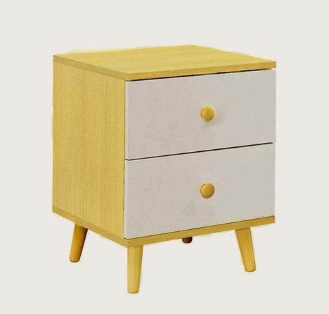 Wooden Bedside Cabinet with Two Drawers and Sturdy Legs