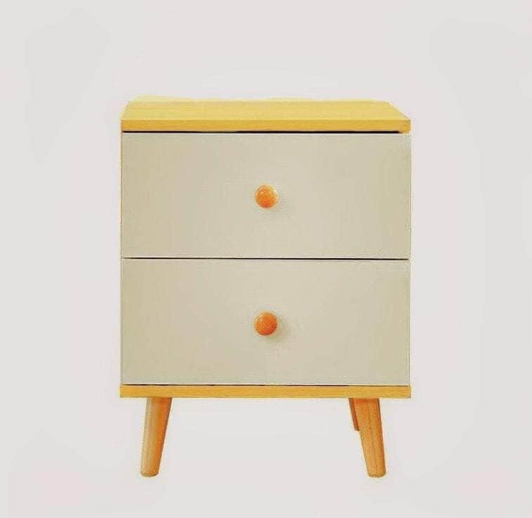 Wooden Bedside Cabinet with Two Drawers and Sturdy Legs