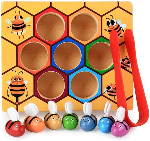 Wooden Bee Toddler Fine Motor Skill Toy - (Montessori Wooden Puzzle