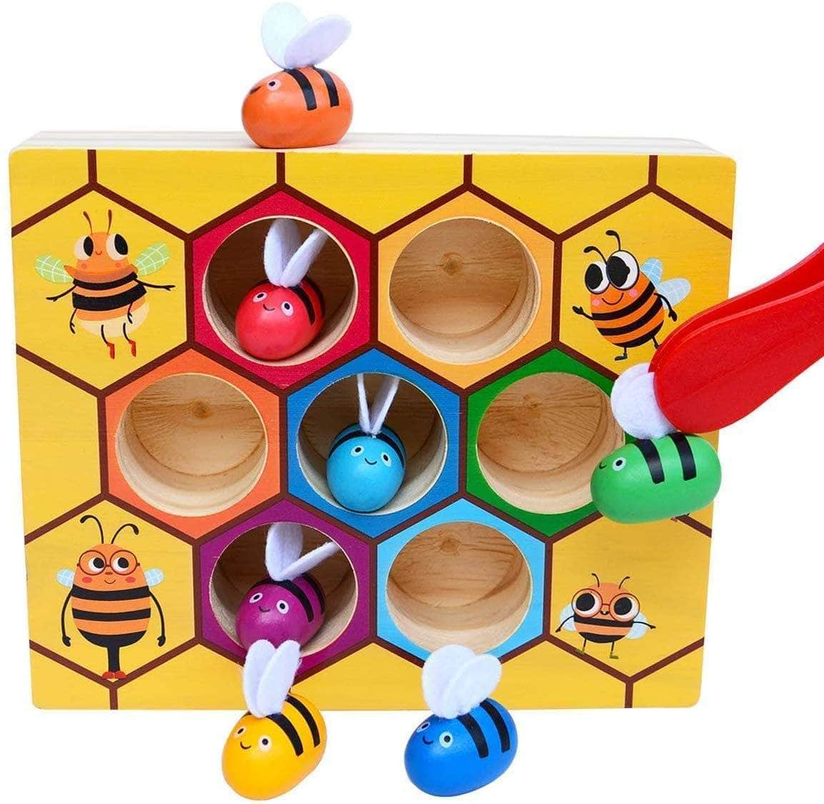 Wooden Bee Toddler Fine Motor Skill Toy - (Montessori Wooden Puzzle