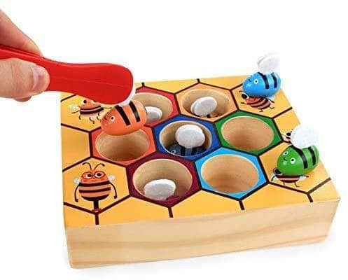 Wooden Bee Toddler Fine Motor Skill Toy - (Montessori Wooden Puzzle