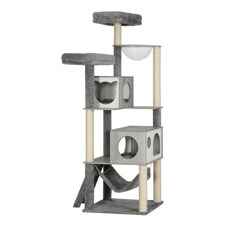 Wooden Cat Tree with Scratching Post - 178CM