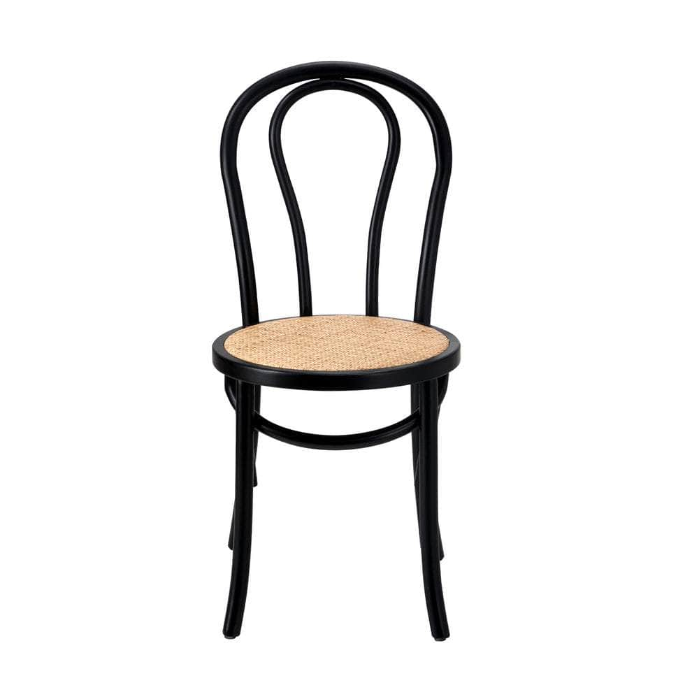 Wooden Dining Chair Ratan Seat Black/Natural/White