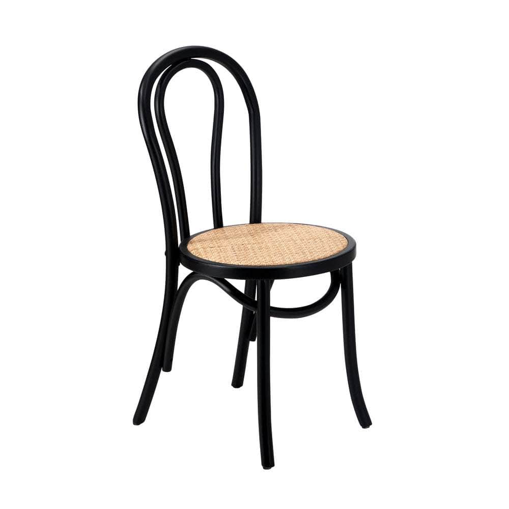 Wooden Dining Chair Ratan Seat Black/Natural/White