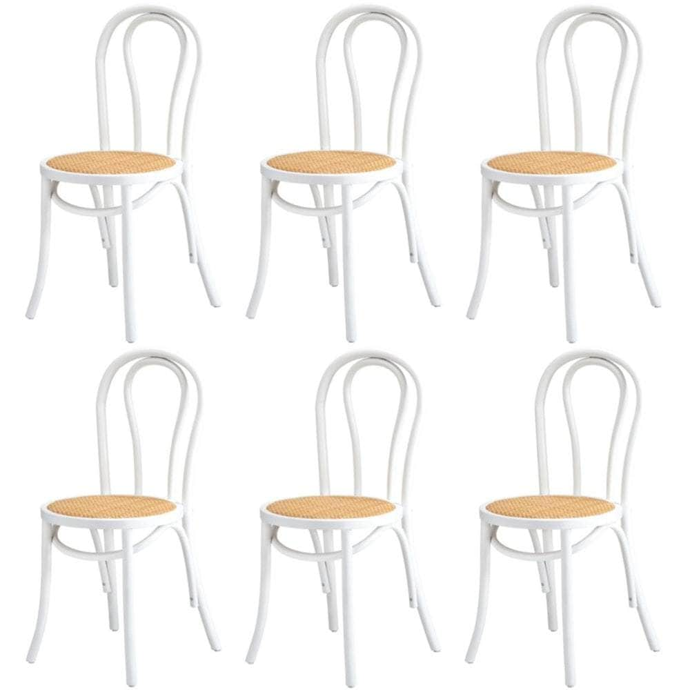 Wooden Dining Chair Ratan Seat Black/Natural/White