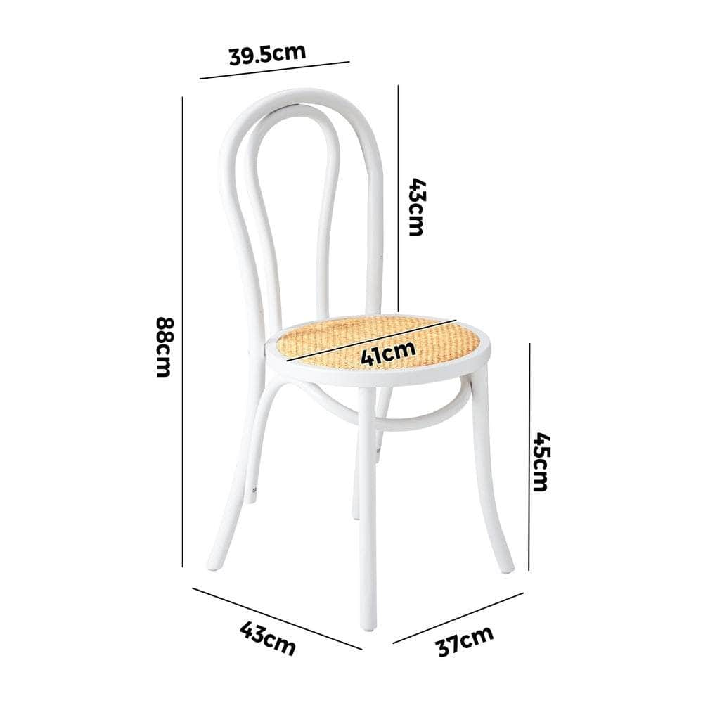 Wooden Dining Chair Ratan Seat Black/Natural/White