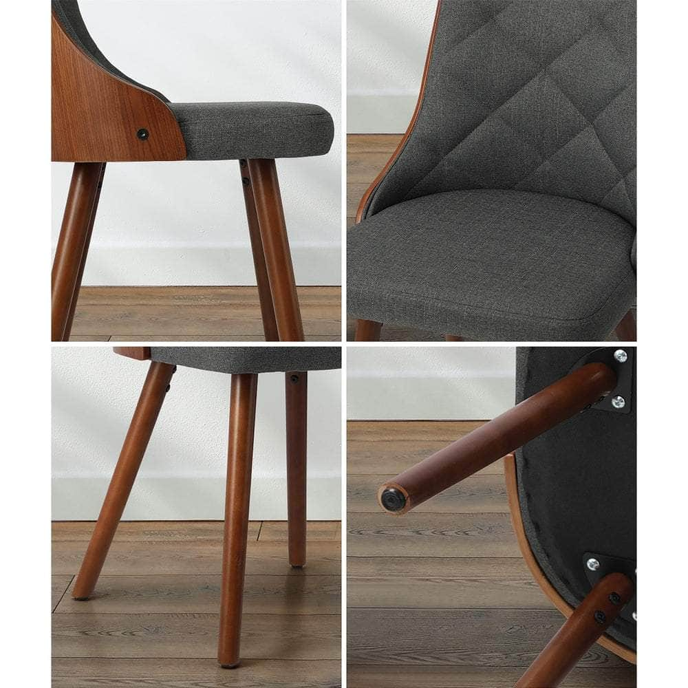 Wooden Dining Chairs Linen fabric/Leather Padded Seat