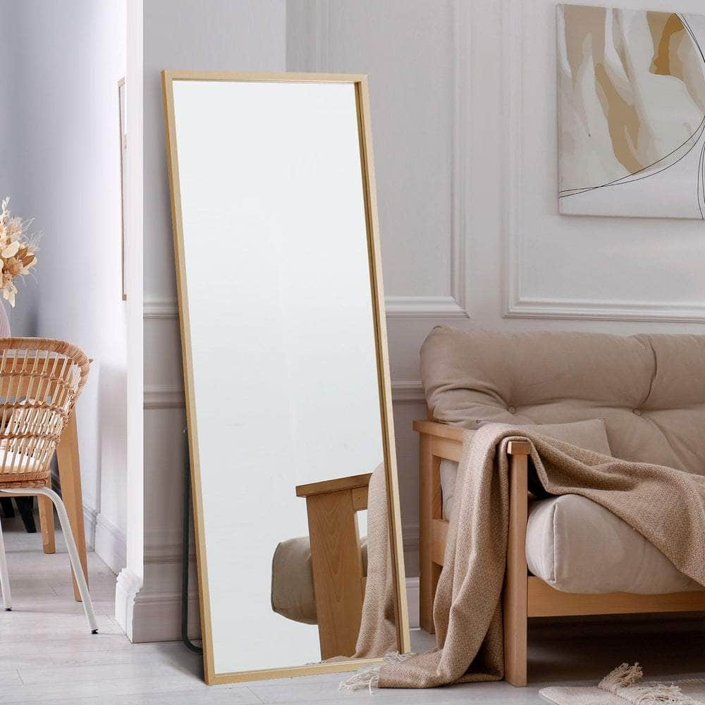 Wooden Full Length Mirror Rectangle Free Standing Black/White/Brown