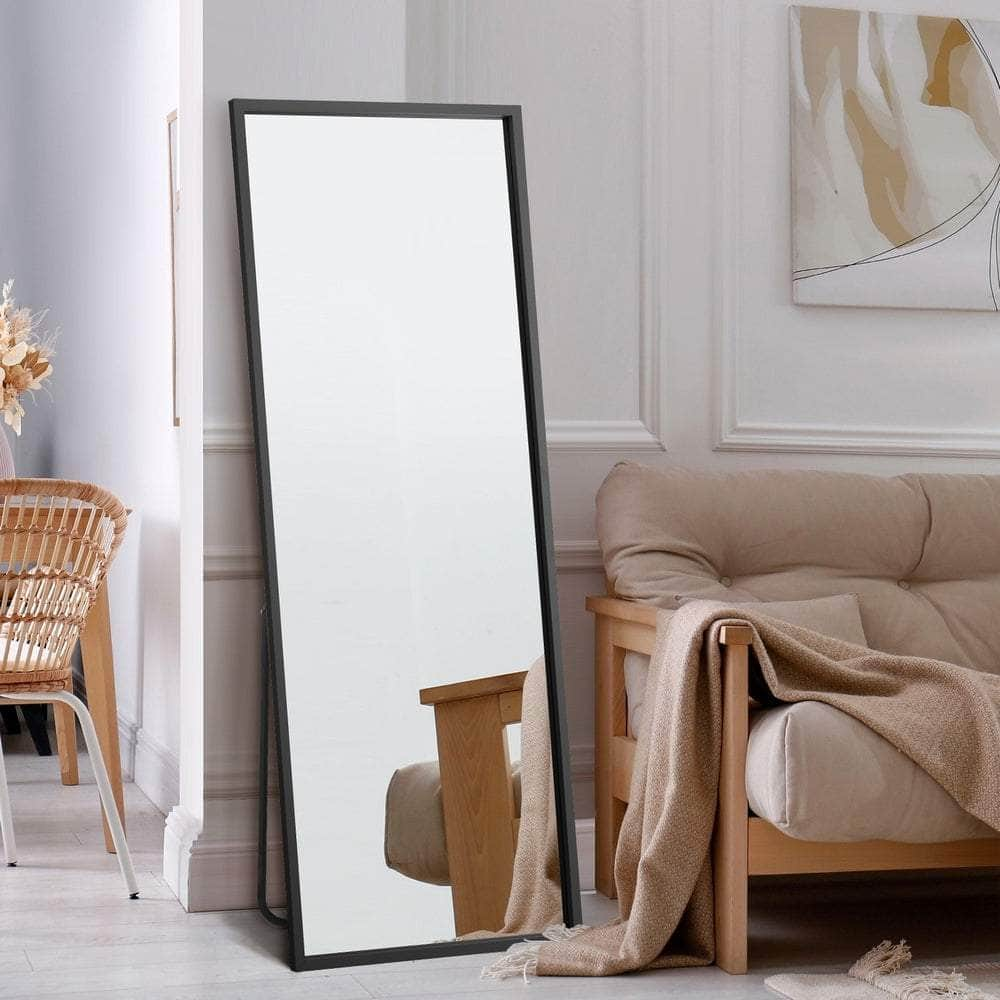 Wooden Full Length Mirror Rectangle Free Standing Black/White/Brown