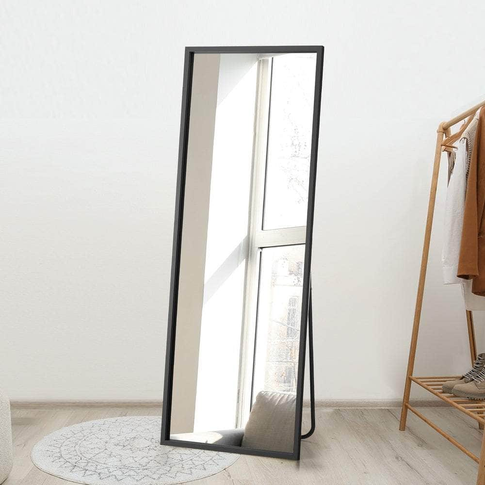 Wooden Full Length Mirror Rectangle Free Standing Black/White/Brown