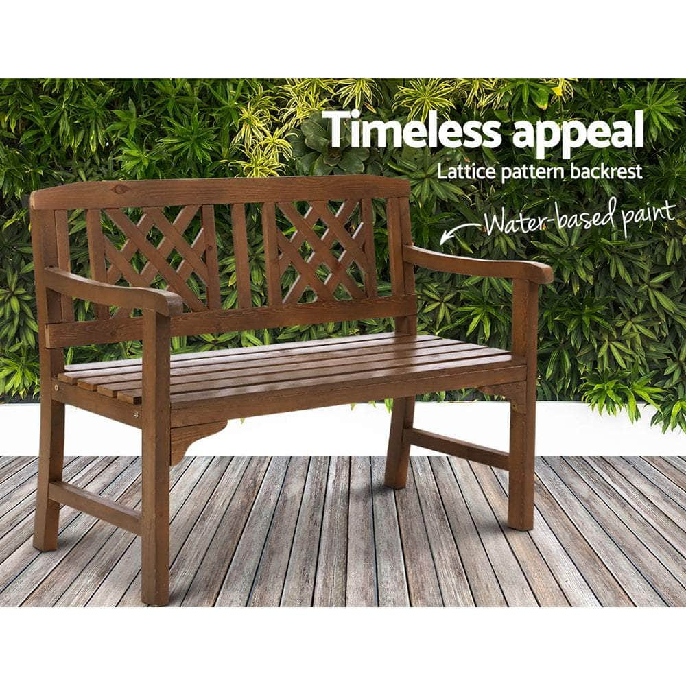 Wooden Garden Bench 2 Seat Patio Furniture Timber Outdoor Lounge Chair Natural