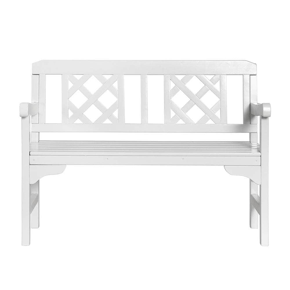 Wooden Garden Bench 2 Seat Patio Furniture Timber Outdoor Lounge Chair White