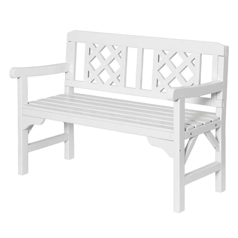 Wooden Garden Bench 2 Seat Patio Furniture Timber Outdoor Lounge Chair White