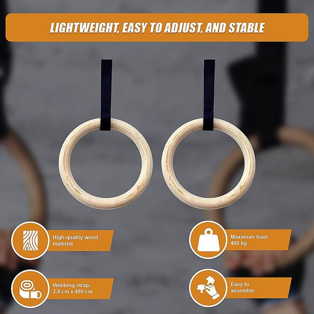 Wooden Gymnastic Rings Olympic Gym Strength Training