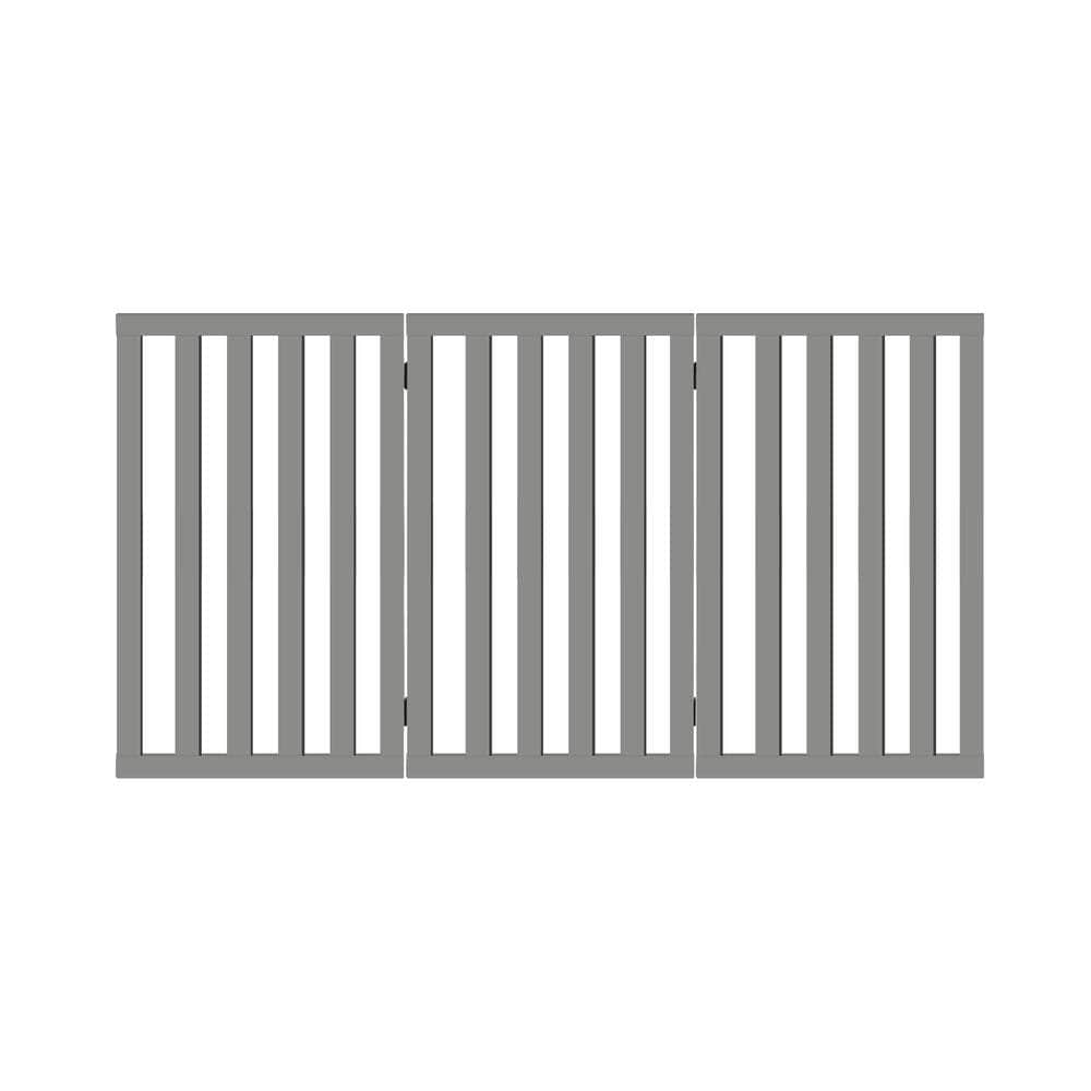 Wooden Pet Gate Dog Fence 3 Panels 80cm Grey