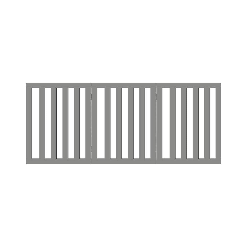 Wooden Pet Gate Dog Fence 3 Panels 80cm Grey