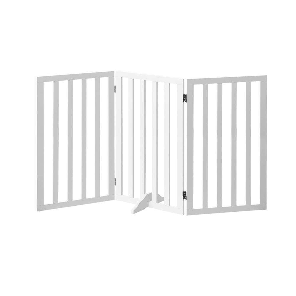 Wooden Pet Gate Dog Fence 3 Panels 80cm Grey