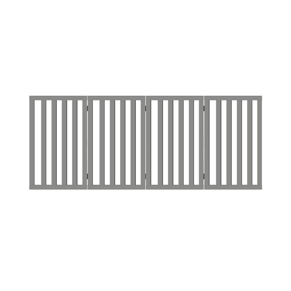 Wooden Pet Gate Dog Fence 4 Panels 80cm Grey