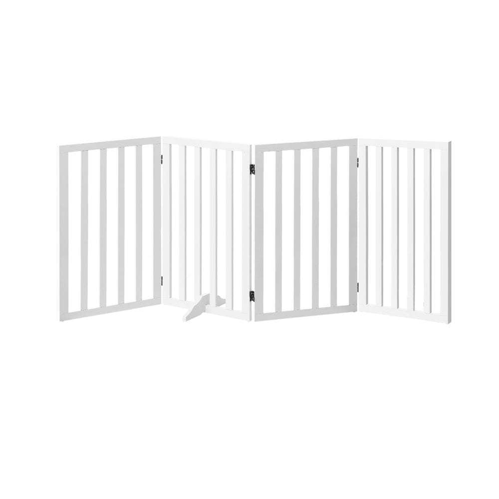 Wooden Pet Gate Dog Fence 4 Panels 80cm Grey