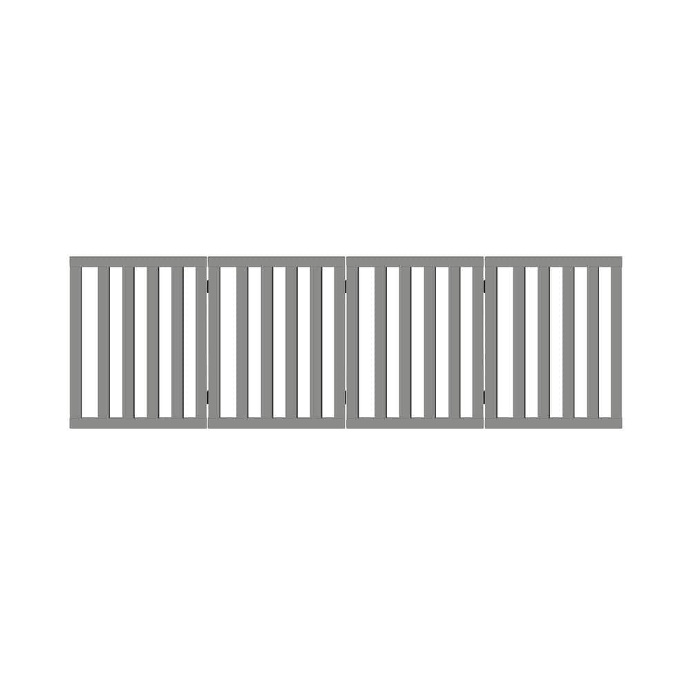 Wooden Pet Gate Dog Fence 4 Panels 80cm Grey