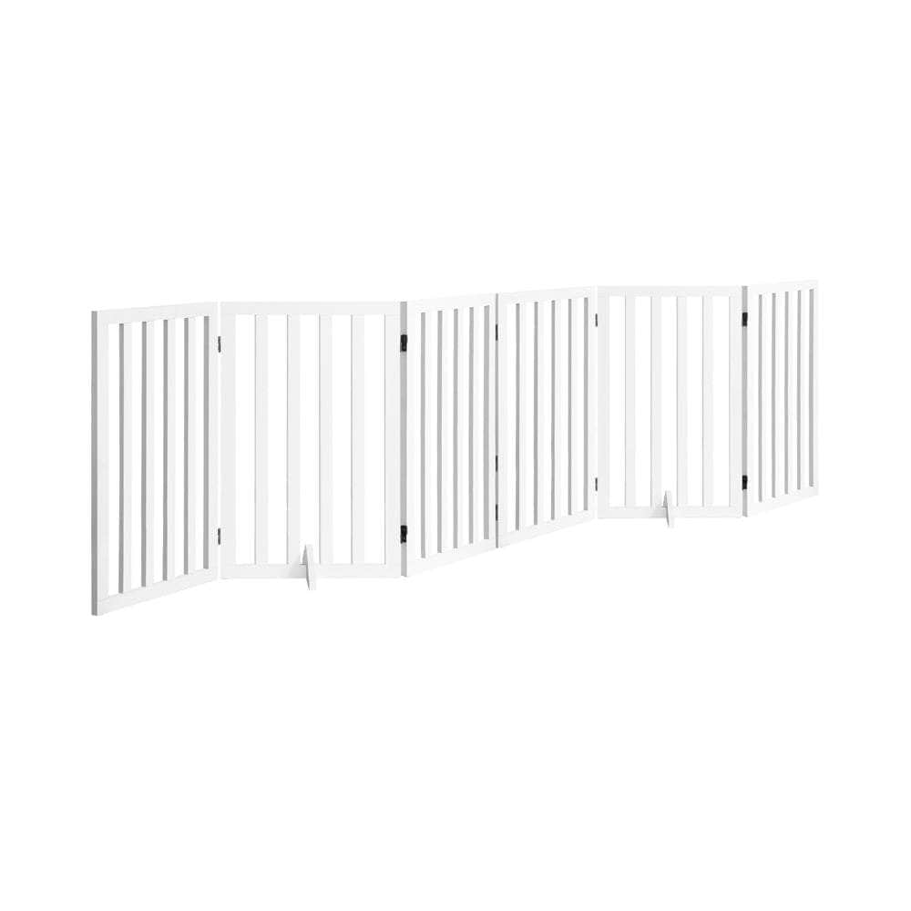 Wooden Pet Gate Dog Fence 6 Panels 80cm Grey