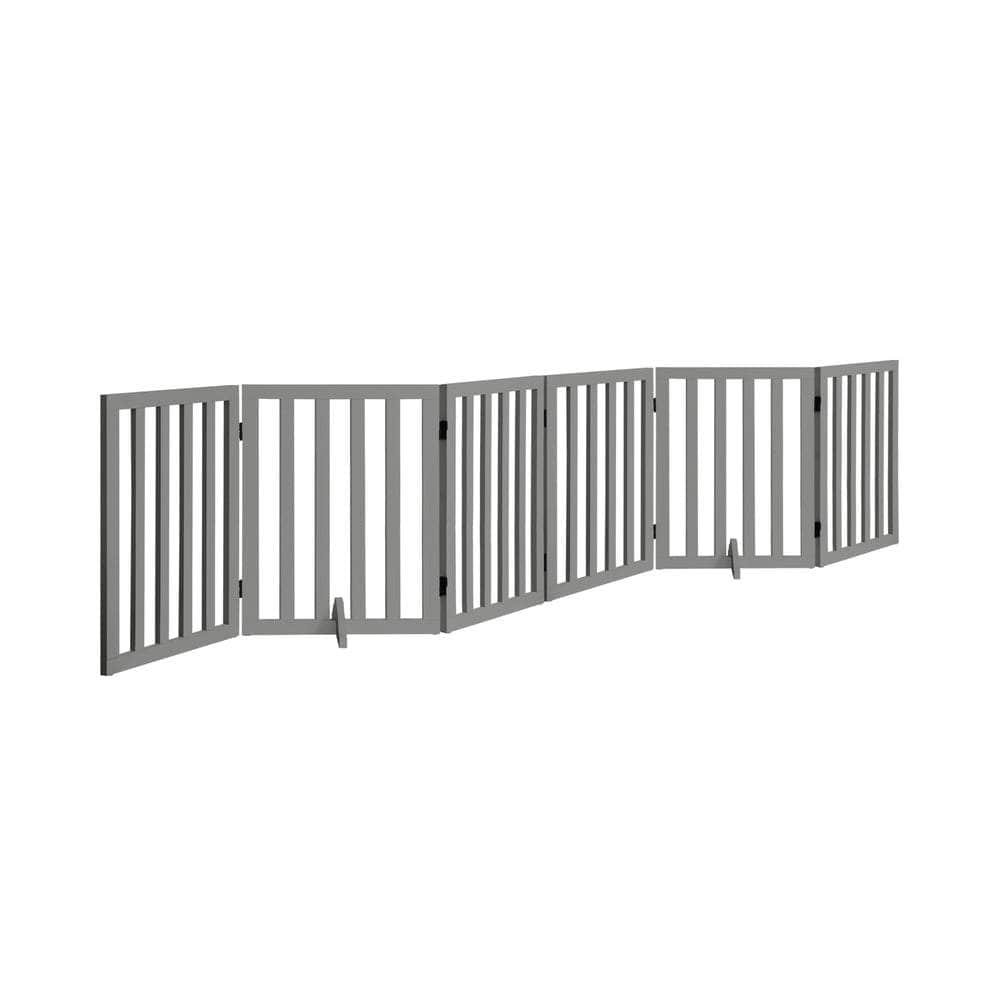 Wooden Pet Gate Dog Fence 6 Panels 80cm Grey